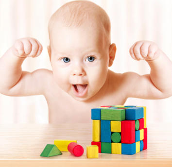 strong baby flexing for post on growing up healthy